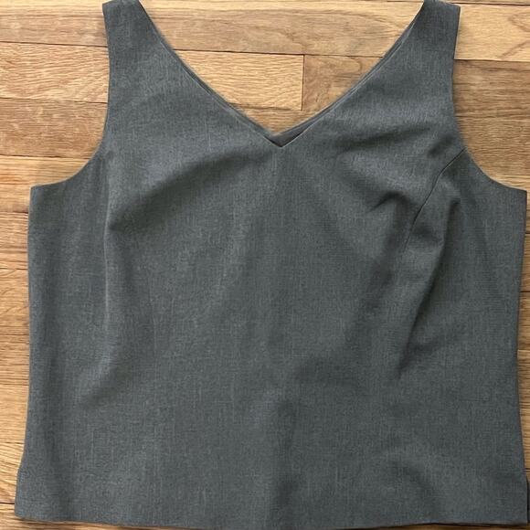 Grace gray V-neck business casual tank top blouse shirt top size 14 B8 - Picture 1 of 3